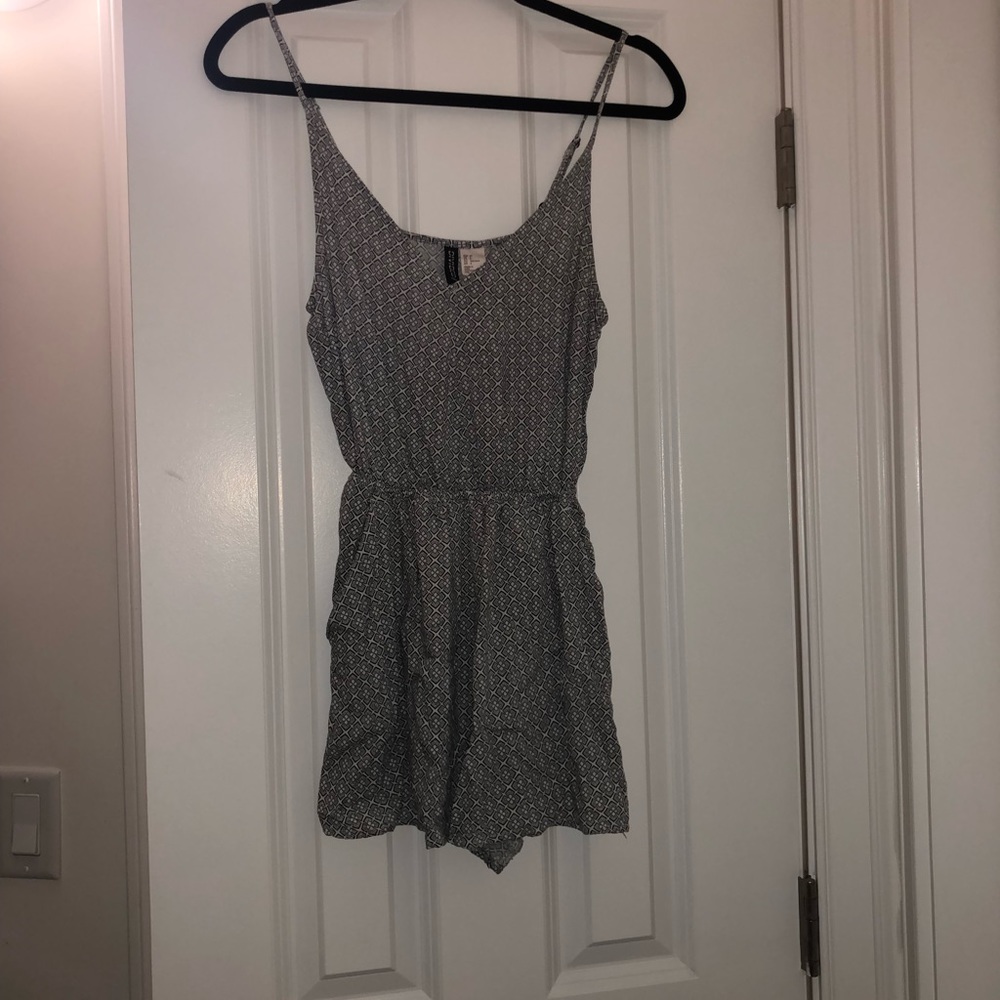 Grey and White Romper